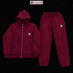 Maroon Tracksuit Men Custom Logo <b>Full</b> <b>Zip</b> <b>Hoodie</b> Jogger Pants Set Streetwear Fashion Sportswear Casual Gym Training Wholesale - Product Image 5