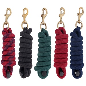 Corde de laisse pour cheval en nylon torsadé sur mesure avec mousqueton à déclenchement rapide, couleurs vert et rouge, modèle G.K. INTERNATIONAL HL 1299 - Product Image 2