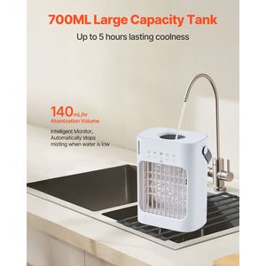Enfriador de Aire Evaporativo Portátil 4 en 1, Temporizador Inteligente, 3 Velocidades, Mini Aire Acondicionado, Tanque de Agua de 700 ml, 0.7H, Público Objetivo: Todos - Product Image 4