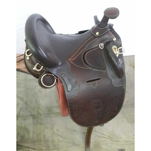 Selle de cheval noire australienne professionnelle, style traditionnel, équipement d'équitation pour la randonnée équestre, le ranch et l'équitation quotidienne - Product Image 4