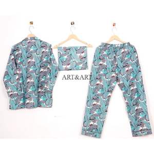 ชุดนอนผ้าฝ้ายพิมพ์ลายด้วยมือสุดเซ็กซี่เรียบง่าย 100% ผ้าฝ้ายเนื้อนุ่ม น้ำหนักเบา สวมใส่สบายสำหรับผู้หญิง รุ่นใหม่ล่าสุด - Product Image 4