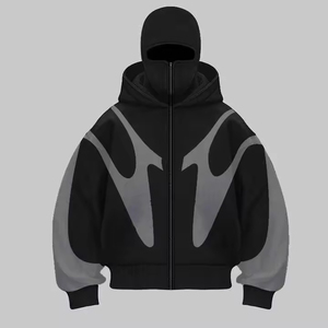 Sweat à capuche personnalisé pour homme avec fermeture éclair et strass, style streetwear, fournisseur de sweats à capuche basiques personnalisés avec strass - Product Image 6