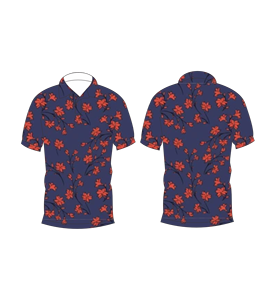 Polo pour homme à manches courtes, imprimé floral rouge marine, décontracté, pour l'été, pour le golf - Product Image 3