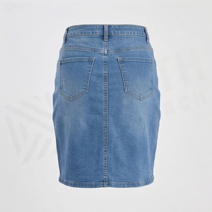 Minifalda de mezclilla de cintura alta para mujer con bolsillo, estilo casual - Product Image 2
