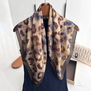 Silk Square Scarf For Women Leopard Printed Bandanas Stylish Hairband Luxury Hijab Neckerchief Elegant Shawl Wraps - Product Image 4