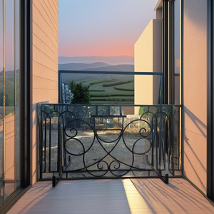 Rampe de balcon en fer forgé sur mesure, élégante et décorative, pour balcon extérieur, en acier durable avec revêtement en poudre. - Product Image 1