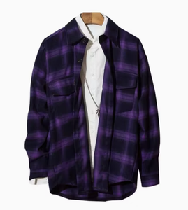 Camisa de Franela a Cuadros Casual para Hombre, para Venta al por Mayor, con Logotipo Personalizado, Tejido de Franela, Manga Larga, Estampada, para Invierno - Product Image 1