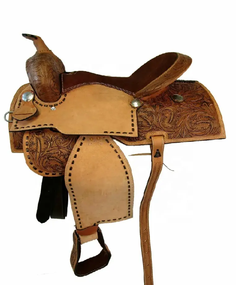High Premium Western Horse Treeless Saddle With Beautiful Hand Curving Manufacturing From India