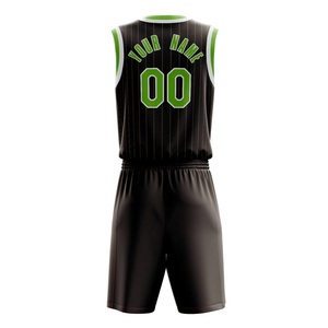 Ensemble de maillots de basketball en promotion, anti-transpiration, noir et vert, vêtements de sport, tenue d'équipe personnalisée, production OEM en usine - Product Image 4
