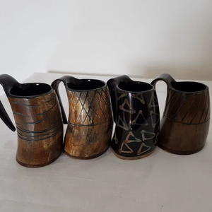 Handcrafted Natural Buffalo Horn Eco-Friendly Rustic Creamer Jug Set Decorative Milk <b>Pourer</b> for Tableware & Home Decor - Product Image 1