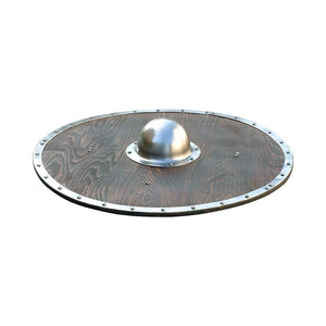 Bouclier en bois inspiré de l'ère viking, bouclier rond artisanal pour costumes historiques, jeux de rôle et décoration murale - Product Image 2