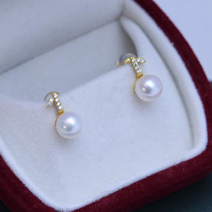 Freshwater 7-8mm White Round Strong Light Almost Flawless <b>Pearls</b> S925 <b>Silver</b> Bow <b>Earrings</b> for Women - Product Image 2