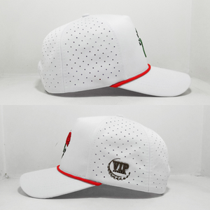 Wholesale Custom 3D Puff Logo Perforated Sports Cap 5 Panel Waterproof Rope <b>Hat</b> with Laser Cut Holes Unisex Sporty Cap - Product Image 3