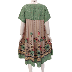 Robe d'été pour femmes en rayonne 100% respirante, longueur genoux, avec taille élastique et manches courtes - Product Image 3