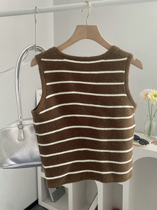 Chaleco de Punto Corto con Cuello en V para Mujer, Transpirable, Ecológico, de Poliéster, Informal, sin Mangas, con Encaje - Product Image 6