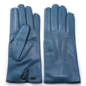 Gants élégants en cuir véritable bleu, écologiques, respirants, unis, doublés intérieurement, pour homme et femme, doux, pour l'hiver et l'extérieur - Product Image 1