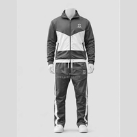Chándal Unisex Morado y Blanco con Bloques de Color, Cierre Completo, Cuello Alto, Estilo Deportivo con Bolsillos Laterales, Ropa de Otoño
