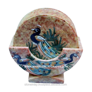Soapstone Round Tea Coffee <b>Coaster</b> <b>Set</b> High Demanding Handmade Beautiful Inlay <b>Coaster</b> <b>Set</b> Use For Keep On Glass For Gifting. - Product Image 3