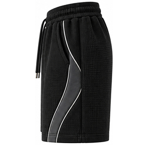 Shorts en tricot gaufré pour hommes, vêtements de sport personnalisés OEM, shorts décontractés d'été, taille élastique avec cordon de serrage, shorts de fitness, de gym, d'entraînement - Product Image 2