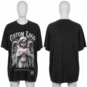 Nueva Camiseta Oversize de Verano 2026 con Lavado Ácido para Unisex, Estampado Digital, Tejido Pesado Transpirable, Cuello Redondo, Camiseta de Mujer - Product Image 1