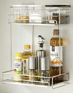 Estante de Especias de Acero Inoxidable de 2 Niveles, Organizador de Encimera de Cocina para Botellas de Aceite, Frascos de Salsa, Estante de Almacenamiento - Product Image 2