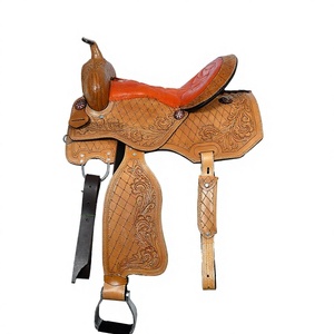 Selle de cheval en cuir de style western avec arceau en plastique et quincaillerie en laiton – Équipement d'équitation durable et de qualité supérieure - Product Image 1