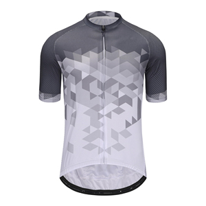 Men Cycling Jersey Short Sleeve Geometric Pattern Gray White Breathable Road Bike Shirt Lightweight <b>Performance</b> <b>Wear</b> - Product Image 1
