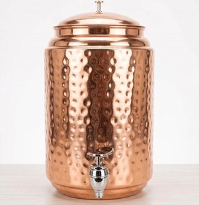Decorative Hammered Copper Drink Dispenser with Faucet Luxury Handmade <b>Water</b> <b>Container</b> for Hotels Wholesale Price - Product Image 4