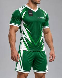 ชุดเสื้อฟุตบอลชาย CLAW INTL สีเขียวขาว คอวี แขนสั้น พิมพ์ลายแบบ Sublimation ผ้าโพลีเอสเตอร์ - Product Image 2