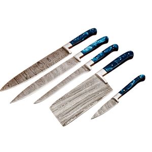 Ensemble de couteaux de chef en acier inoxydable avec lames affûtées pour hacher, découper en dés, trancher et préparer les aliments, cuisine professionnelle - Product Image 1