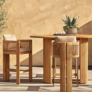 Ensemble de table de bar de jardin en teck et rotin moderne et luxueux, meubles d'extérieur durables pour la cour et le parc - Soria - Product Image 1