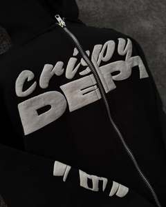Unisex <b>Black</b> Hooded Zip-Up Fleece <b>Sweatshirt</b> Regular Fit Casual Autumn Wear Solid Color Knitted Cotton Material - Product Image 4