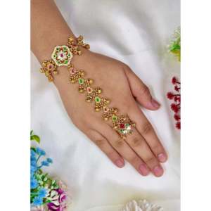 Indian Ethnic Latika Pachi Kundan Hath Panja-Cultural Collectible Jewelry - Product Image 1