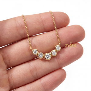 Collar con Colgante de Diamante Cultivado en Laboratorio con Engaste de Bisel, Cadena de Oro de Plata Esterlina 925, Collar Solitario para Mujer, Joyería Minimalista - Product Image 1