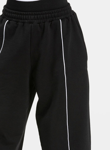 Pantalon de survêtement noir pour femme avec logo personnalisé, coupe oversize décontractée, en molleton, style baggy, qualité supérieure - Product Image 5