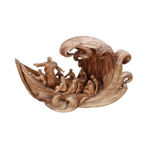 Escultura Artesanal de Jesús y los Discípulos en la Barca, Barco de Noé, Decoración Religiosa de Madera Hecha a Mano para el Hogar, Artesanía Cristiana con Grabados - Product Image 1
