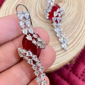 Designer Classy Doublet Best Quality <b>Stud</b> <b>Earrings</b> <b>Set</b> Elegant Zircon Design for Weddings Celebrations Modern Wear Brass - Product Image 2