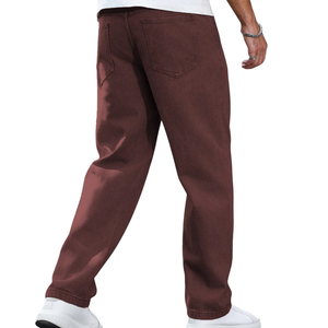 <b>Mens</b> Brown Straight Leg Denim Jeans Casual Loose Fit Cotton Pants Classic Everyday Comfort Fashion <b>Trousers</b> Vintage Style - Product Image 2