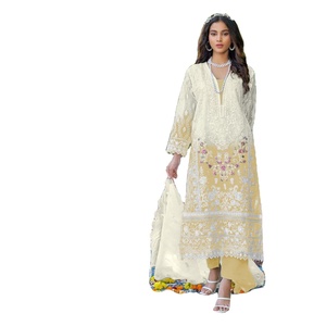 ผ้าออแกนซ่าหนักมาตรฐานพร้อมลายปักลำดับงานหมั้น salwar kameez - Product Image 1