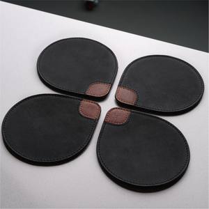 Posavasos Cuadrados de Cuero Genuino con Logotipo Personalizado, Tapete Grueso de Piel de Vaca para Bebidas, Juego de Posavasos de Cuero para Hostelería y Restaurantes con Soporte - Product Image 6