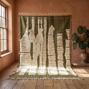 Alfombra de Lana Beni Ourain Marroquí Anudada a Mano – Alfombra Boho Geométrica Bereber Hecha a Mano, Tamaño Personalizado, Venta al Por Mayor - Product Image 1