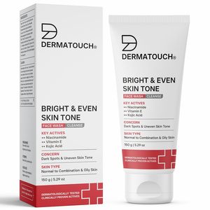 DERMATOUCH Nettoyant visage éclaircissant et unifiant le teint avec de la niacinamide, de la vitamine E et de l'acide kojique |   Pour les taches brunes, la pigmentation et les taches sombres |   150 g - Product Image 1