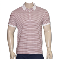 Kaos Pria Lengan Pendek Bergaris 100% Katun Rajut Kasual Bernapas Anti Kusut dengan Kantong