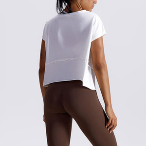 Camiseta Blanca de Verano para Mujer, Estilo Crop Top, Personalizada OEM, Holgada, de Modal y Spandex de Alta Elasticidad - Product Image 5
