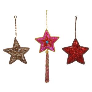 Adorno Decorativo Colgante de Tela con Estrellas Zari |   Adorno Bordado a Mano con Cuentas para Navidad, Ramadán y Eid - Product Image 3