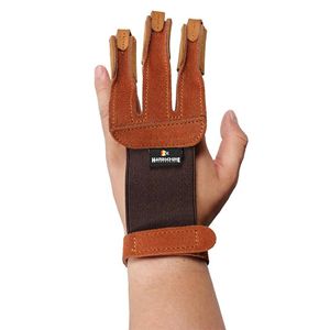 Gant de tir à l'arc en cuir, demi-doigts, pointes renforcées, fermeture auto-agrippante, durabilité accrue, libération fluide, précision - Product Image 3
