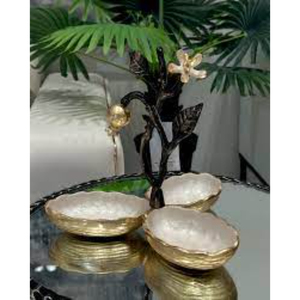 ชามเสิร์ฟอาหารและถั่ว 3 ช่อง ชุบทอง ทำจากโลหะอย่างดี แข็งแรง ทนทาน ชามเสิร์ฟอาหารสุดหรู อุปกรณ์ครัว - Product Image 1