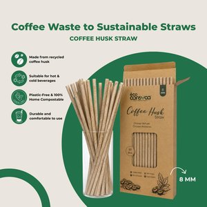 Pajitas Ecológicas Aaroyaa de Cáscara de Café Biodegradables y Libres de Plástico de 6 mm y 8 mm para Bebidas Frías, Smoothies y Batidos - Product Image 3