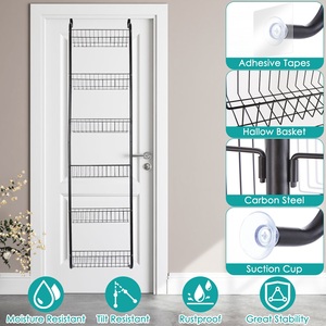 1 pezzo 6-Tier in acciaio al carbonio cestello sopra porta dispensa organizzatore ganci appesi 62.99in portaoggetti per cucina e bagno - Product Image 4