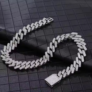 Cadena Cubana de Lujo para Hombre, Alta Demanda, Oro Blanco, Diamantes Moissanite de Corte Redondo, Joyería Hip Hop - Product Image 4